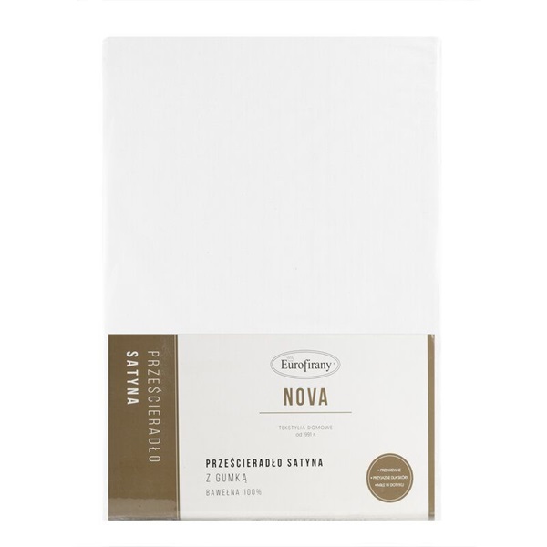 Prześcieradło satyna bawełna 100% NOVA3 220 x 200 cm białe