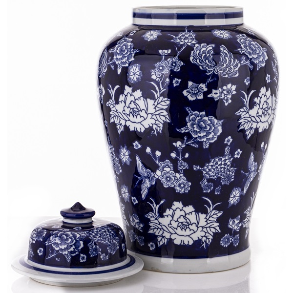 Pojemnik ceramiczny AMFORA2 47 x 25 x 25 cm niebieski+biały - obrazek 2