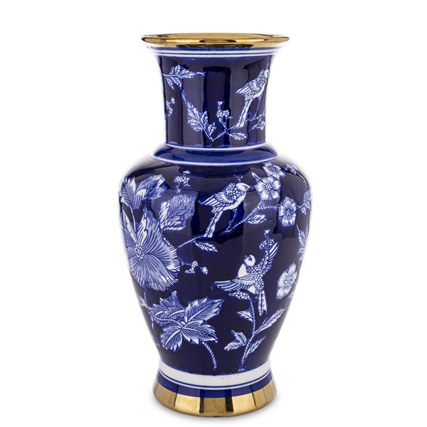 Wazon dekoracyjny AMFORA 35 x 18 x 18 cm niebieski+biały